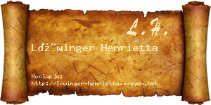 Lőwinger Henrietta névjegykártya